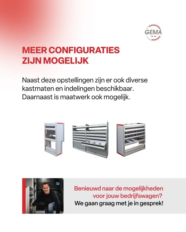 Verschillende configuraties en maatwerk voor bedrijfswageninrichting