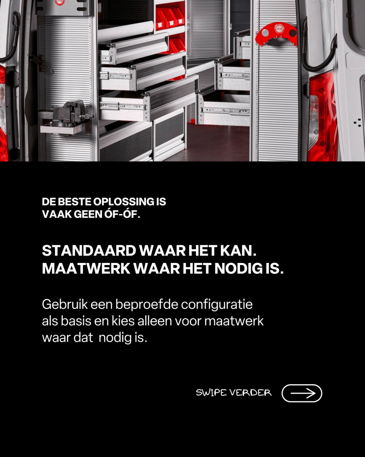 Modulaire bedrijfswageninrichting opnieuw gebruiken bij een volgend voertuig
